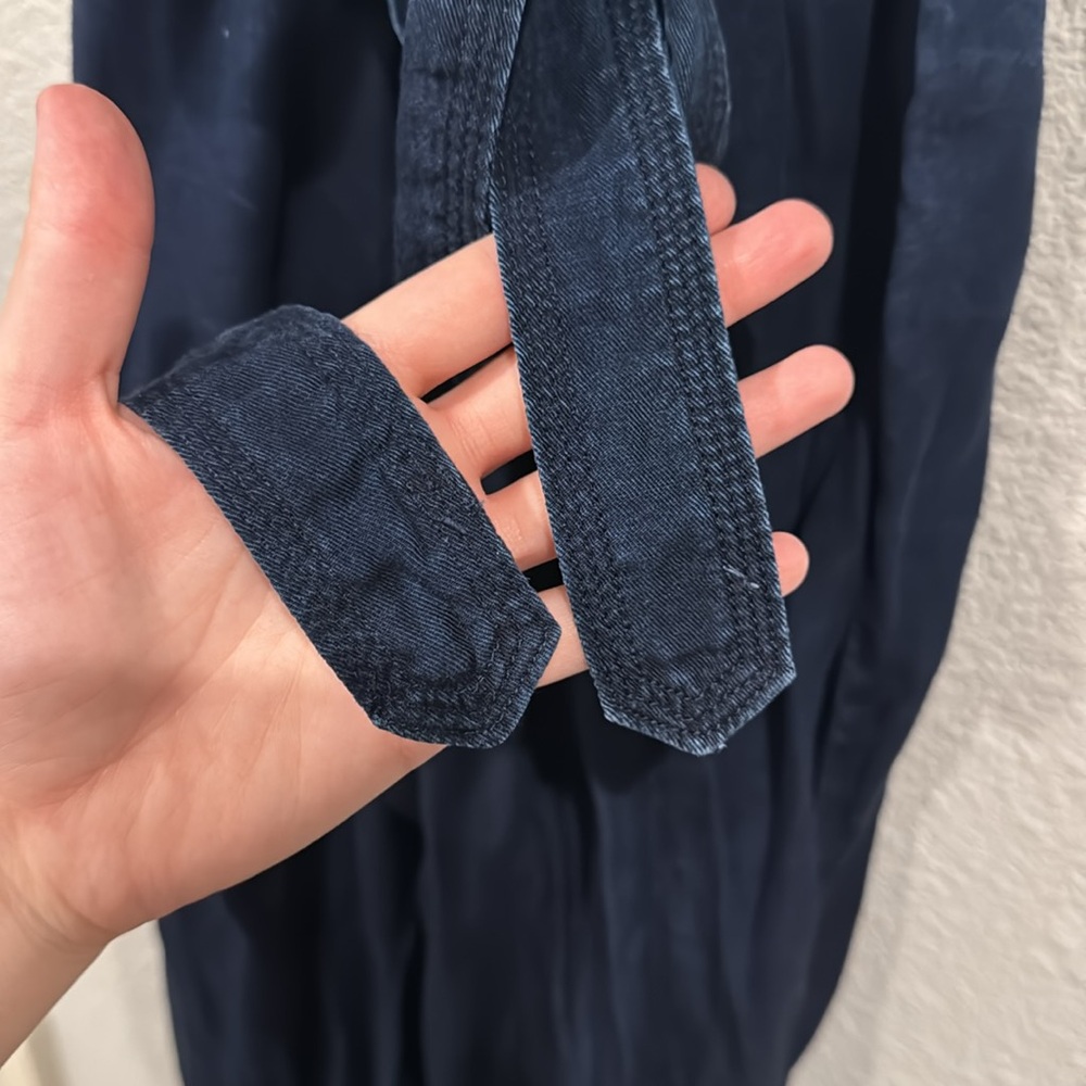 Banana Republic Utility Jumpsuit Sleeveless Chambray Denim Button Tie Pickets - Picture 10 of 14